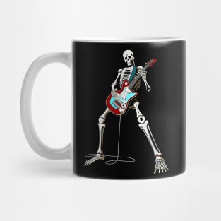 Skeleton Guitar Player, Playing Rock And Roll, Heavy Metal band T-Shirt Mug